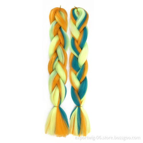 24 inch Ombre candy Color Synthetic Hair Braids Pre Stretched Wholesale Jumbo Braiding Hair Extensions yaki braid